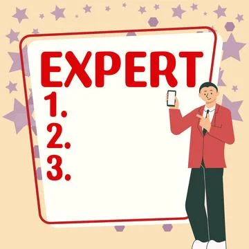 Text caption presenting Expert. Concept meaning person who is very knowledgeable Stock Illustration