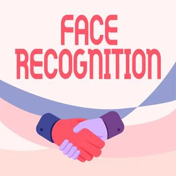 Text caption presenting Face Recognition. Word for ability of a computer to scan Illustrazione stock