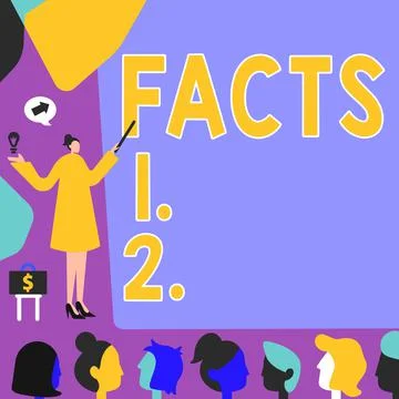 Text caption presenting Facts. Business concept information used as evidence or Stock Illustration