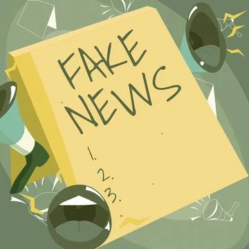 Text caption presenting Fake News. Business approach false information publish Stock Illustration
