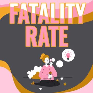 Text caption presenting Fatality Rate. Word for calculated number of deaths over Stock Illustration