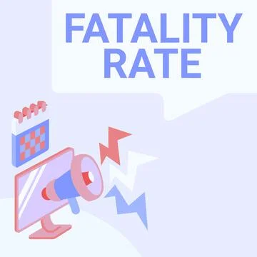 Text caption presenting Fatality Rate. Word Written on calculated number of Stock Illustration