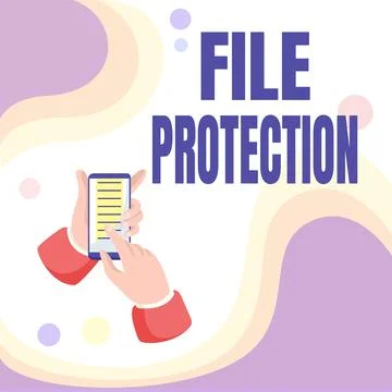 Text caption presenting File Protection. Word for Preventing accidental erasing Illustrazione stock