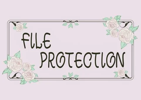 Text caption presenting File Protection. Word for Preventing accidental erasing Illustrazione stock