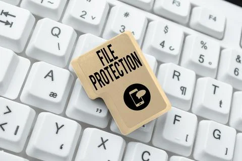 Text caption presenting File ProtectionPreventing accidental erasing of data Stock Photos