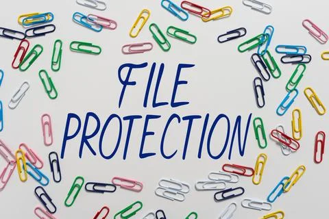 Text caption presenting File ProtectionPreventing accidental erasing of data Stock Photos