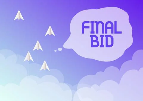 Text caption presenting Final Bid. Business concept The decided cost of an item Illustration