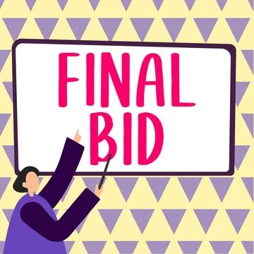 Text caption presenting Final Bid. Word for The decided cost of an item which is Illustration
