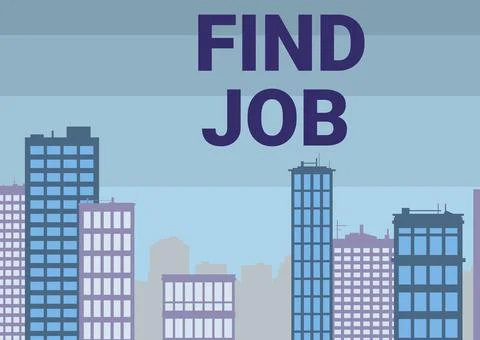 Text caption presenting Find Job. Business idea An act of person to find or Illustrazione stock