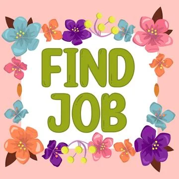 Text caption presenting Find Job. Business idea An act of person to find or 스톡 일러스트