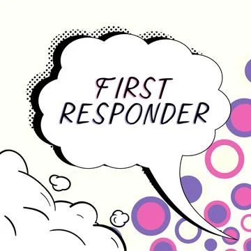 Text caption presenting First Responder. Word Written on a person who is Stock Illustration
