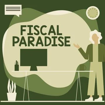 Text caption presenting Fiscal Paradise. Business approach The waste of public 스톡 일러스트