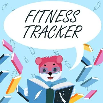 Text caption presenting Fitness Tracker. Business concept device that records a Stockillustratie