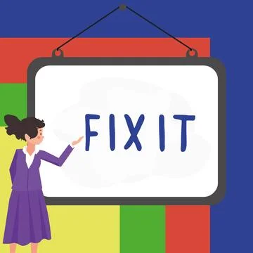 Text caption presenting Fix It. Business idea Fasten something securely in a Stock Illustration