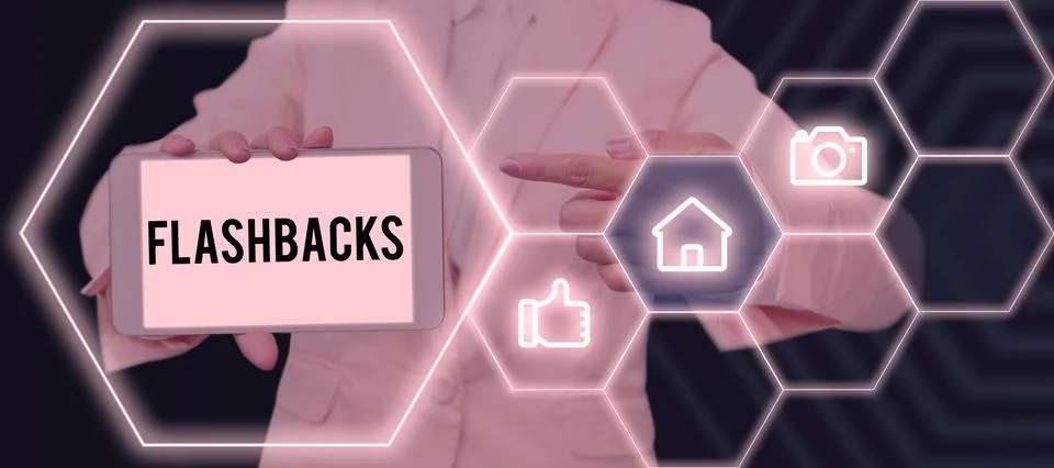 Text caption presenting Flashbacks. Business approach interruption of Stock Photos