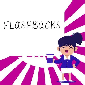 Text caption presenting Flashbacks. Internet Concept interruption of Illustrazione stock