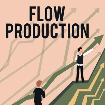 Text caption presenting Flow Production. Business concept items are produced 스톡 일러스트