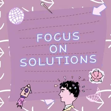 Text caption presenting Focus On Solutions. Business idea powerful practical  Stock Illustration