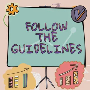 Text caption presenting Follow The Guidelines. Business approach Manual of St 스톡 일러스트