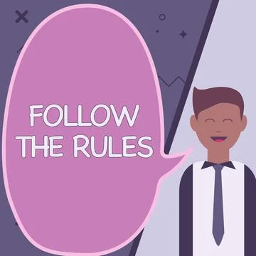 Text caption presenting Follow The Rules. Word Written on order someone stick to Stockillustratie