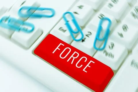 Text caption presenting Force. Word Written on strength or energy as an Foto stock