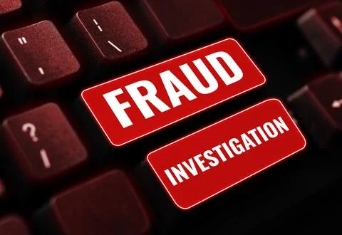Text caption presenting Fraud Investigation. Word for process of determining Stock Photos