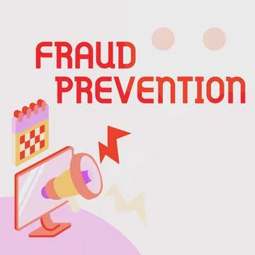 Text caption presenting Fraud Prevention. Business overview stop from doing or Stockillustratie