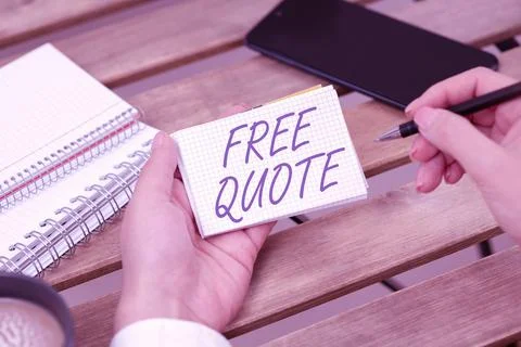 Text caption presenting Free Quote. Word Written on A brief phrase that is Stock Photos