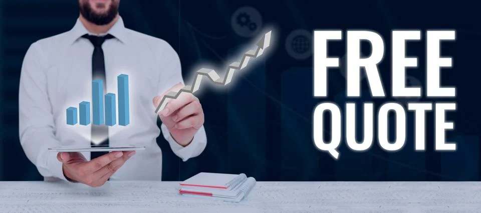 Text caption presenting Free Quote. Business overview A brief phrase that is Stock Photos