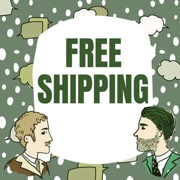 Text caption presenting Free Shipping. Concept meaning Freight Cargo Consignment イラスト素材