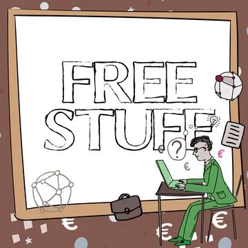 Text caption presenting Free Stuff. Business overview Any thing that you can Illustrazione stock