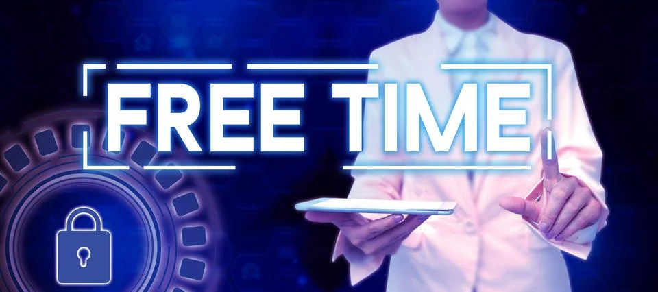 Text caption presenting Free Time. Business idea time available for hobbies and Stock Photos