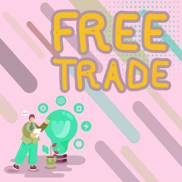 Text caption presenting Free Trade. Business idea The ability to buy and sell on Stock Illustration