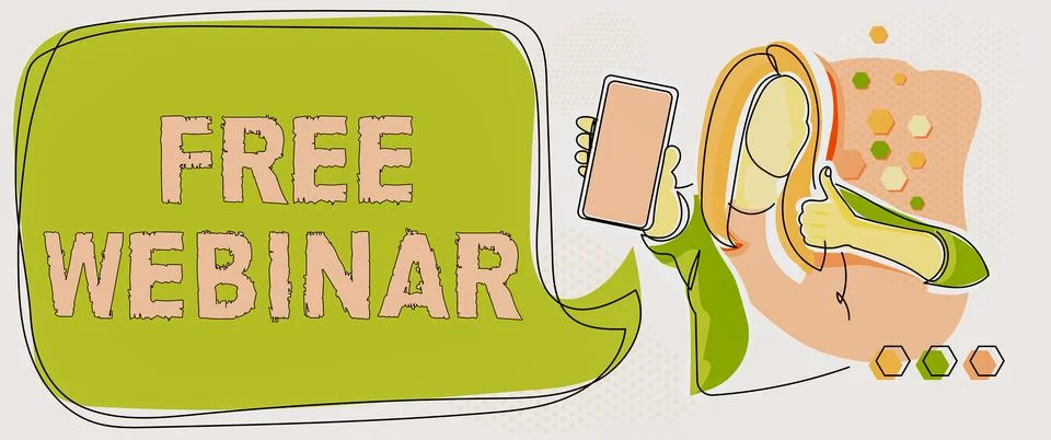 Text caption presenting Free Webinar. Business overview Lecture Workshop Seminar Stock Illustration