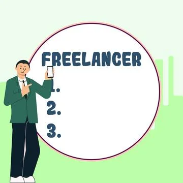 Text caption presenting Freelancer. Business concept a person who acts Stock Illustration