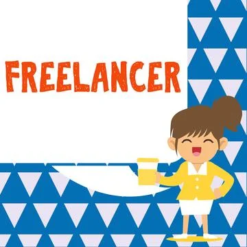 Text caption presenting Freelancer. Word Written on a person who acts Stock Illustration