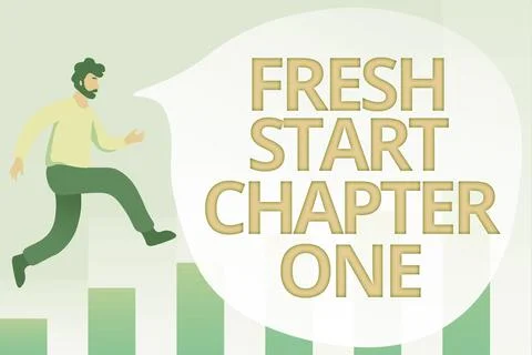 Text caption presenting Fresh Start Chapter One. Business approach changes in Illustration