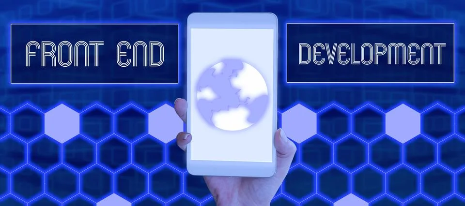 Text caption presenting Front End Development. Business idea Altering data to 库存照片