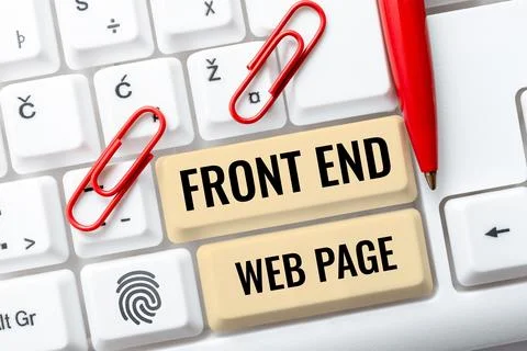 Text caption presenting Front End Web Page. Word Written on Altering data to Stock-Fotos