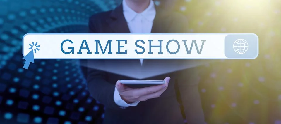 Text caption presenting Game Show. Word for Program in television or radio with Fotos de archivo