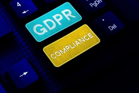 Text caption presenting GDPR Compliance. Word Written on protection and privacy Foto stock