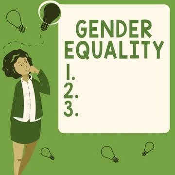 Text caption presenting Gender Equality. Business approach access to same Stock Illustration