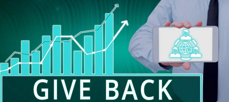 Text caption presenting Give Back. Word for the act of giving someone something Stock Photos