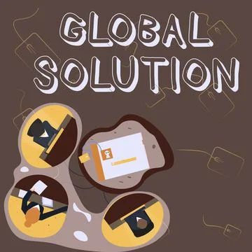 Text caption presenting Global Solution. Concept meaning dealing with a 스톡 일러스트