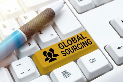 Text caption presenting Global Sourcing. Business idea practice of sourcing from Photos