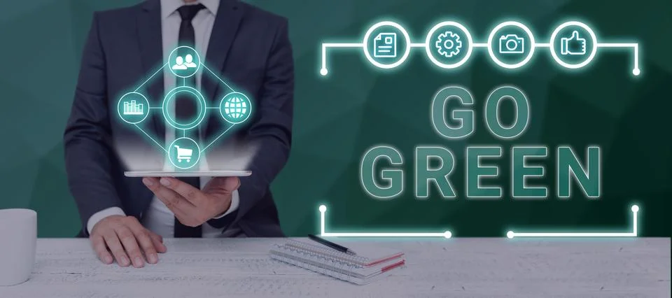 Text caption presenting Go Green. Conceptual photo making more environmentally Stock Photos