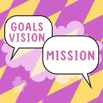 Text caption presenting Goals Vision Mission. Conceptual photo practical Illustrazione stock