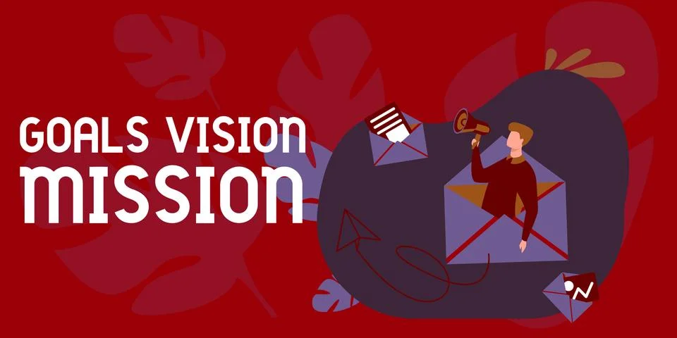 Text caption presenting Goals Vision Mission. Concept meaning practical planning イラスト素材