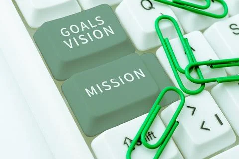 Text caption presenting Goals Vision Mission. Business showcase practical Foto stock