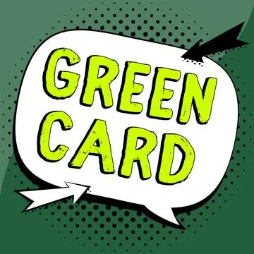 Text caption presenting Green Card. Business overview permit allowing a foreign Stock Illustration